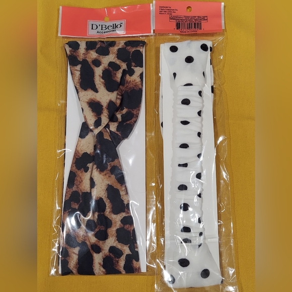 LEOPARD PRINT AND POLKA DOT BLACK & WHITE HEADBANDS - Picture 2 of 10